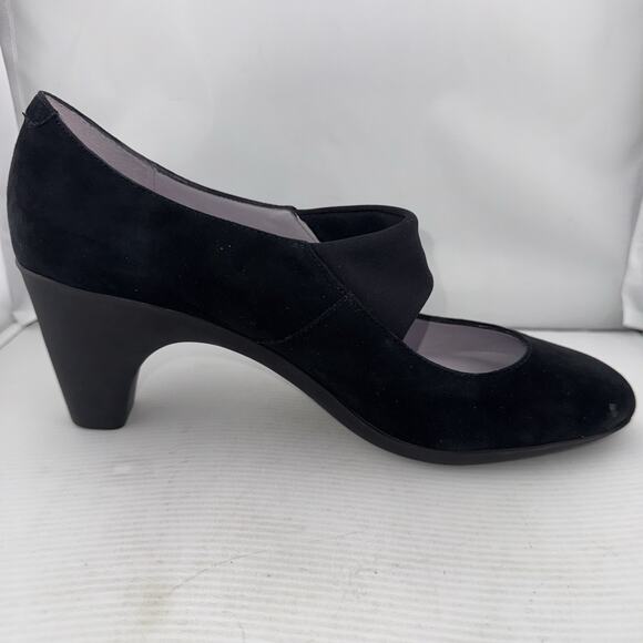 Johnston & Murphy Denise Mary Jane Black Suede Heels Size 10 Medium Comfort Work - Picture 10 of 14